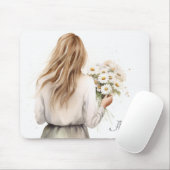 Frau mit Daisy Bouquet Mousepad (Mit Mouse)