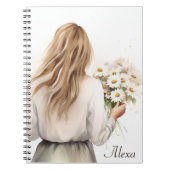 Frau mit Daisy Bouquet Notizblock (Vorderseite)