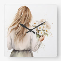 Frau mit Daisy Bouquet