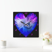 Frau mit Delphinen im Mondschein Quadratische Wanduhr (Zuhause)