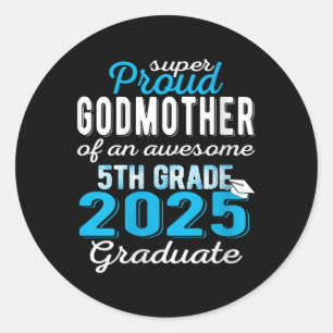 Frau mit dem 5. Grade Graduate 2025 Runder Aufkleber