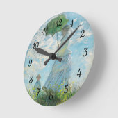 Frau mit dem Parasol Claude Monet Runde Wanduhr (Winkel)