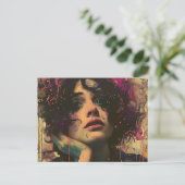 Frau mit der Hand an ihrem Gesicht Postkarte (Stehend Vorderseite)