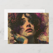 Frau mit der Hand an ihrem Gesicht Postkarte (Vorne/Hinten)