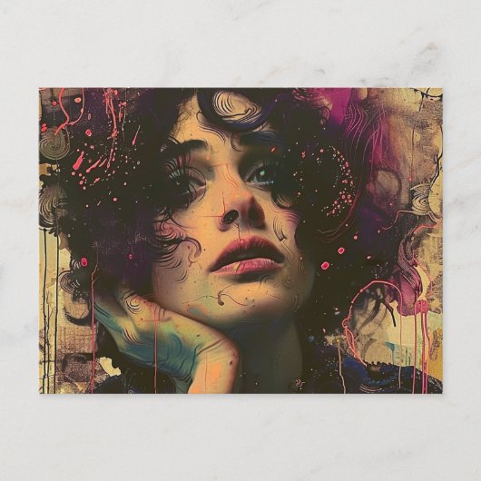 Frau mit der Hand an ihrem Gesicht Postkarte (Vorderseite)