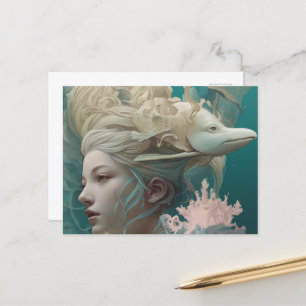 Frau mit Eel auf ihrem Kopf Postkarte