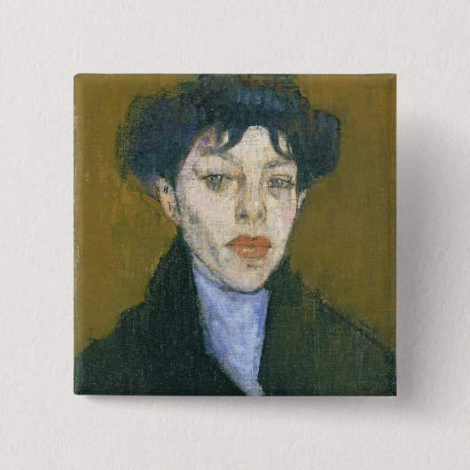 Frau mit einem blauen Schal, c.1912 (Öl auf Button (Vorderseite)