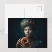 Frau mit einem Donut Postkarte (Vorne/Hinten)