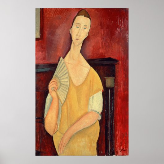 Frau mit einem Fan 1919 Poster (Vorne)