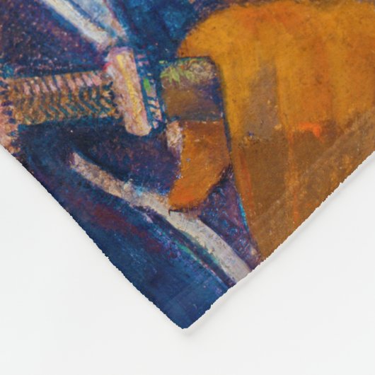 Frau mit einem Fan, Gauguin Fleecedecke (Ecke)