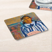 Frau mit einem Fan, Gauguin Rechteckiger Pappuntersetzer (angewinkelt)