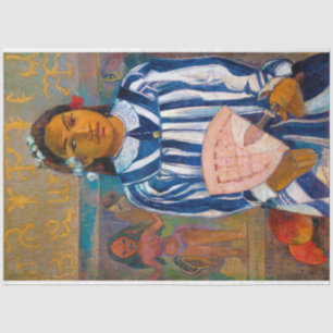 Frau mit einem Fan, Gauguin Seidenpapier
