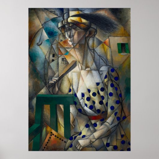 Frau mit einem Fan von Jean Metzinger Poster (Vorne)