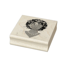 Frau mit einem gedämpften Afro Gummistempel