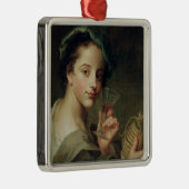 Frau mit einem Glas Wein Ornament Aus Metall (Rechts)