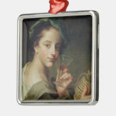 Frau mit einem Glas Wein Ornament Aus Metall (Links)