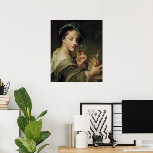 Frau mit einem Glas Wein Poster (Heimbüro)