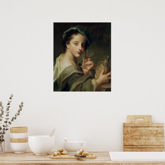 Frau mit einem Glas Wein Poster (Küche)