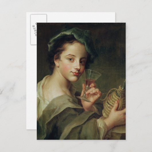 Frau mit einem Glas Wein Postkarte (Vorne/Hinten)