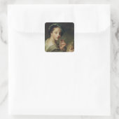 Frau mit einem Glas Wein Quadratischer Aufkleber (Tasche)