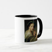 Frau mit einem Glas Wein Tasse (VorderseiteRechts)