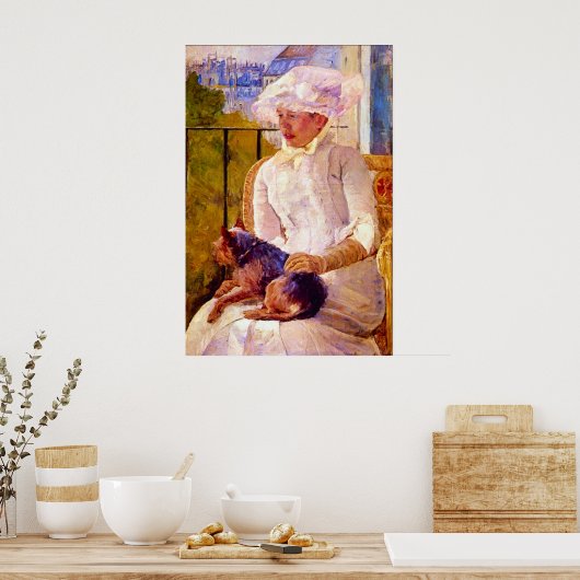Frau mit einem Hund von Mary Stevenson Cassatt Poster (Küche)