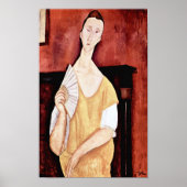 Frau mit einem Lüfter, Modigliani Poster (Vorne)