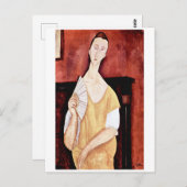 Frau mit einem Lüfter, Modigliani Postkarte (Vorne/Hinten)