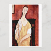 Frau mit einem Lüfter, Modigliani Postkarte (Vorderseite)