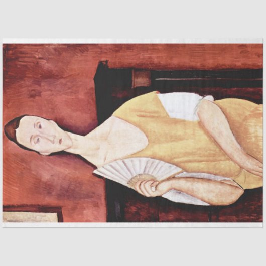 Frau mit einem Lüfter, Modigliani Seidenpapier (Vorderseite)