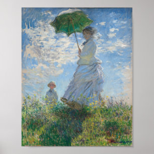 Frau mit einem Madame-Sonnenschirm und ihrem Sohn Poster