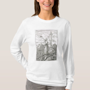 Frau mit einem Raben, am Rand eines Abgrundes T-Shirt