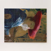Frau mit einem roten Hut, der ein Kaugummi bläst Puzzle (Horizontal)