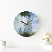 Frau mit einem Sonnenschirm Große Wanduhr (Zuhause)
