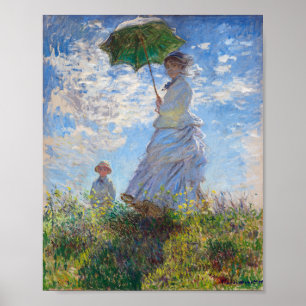 Frau mit einem Sonnenschirm Monet Poster