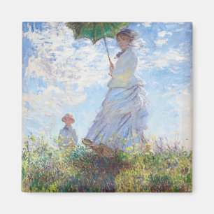 Frau mit einem Sonnenschirm von Claude Monet Magnet