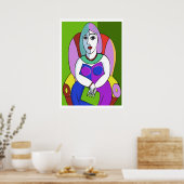 Frau mit einem Tablet Poster (Küche)