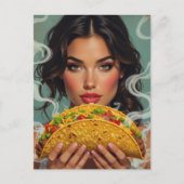 Frau mit einem Taco Postkarte (Vorderseite)