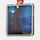 Frau mit einem Vogelkäfig Silbernes Ornament (Links)