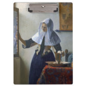 Frau mit einem Wasser-Krug durch Johannes Vermeer Klemmbrett (Vorderseite)