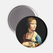 Frau mit einer Ermine von Leonardo Da Vinci Magnet (Vorderseite/Rückseite)