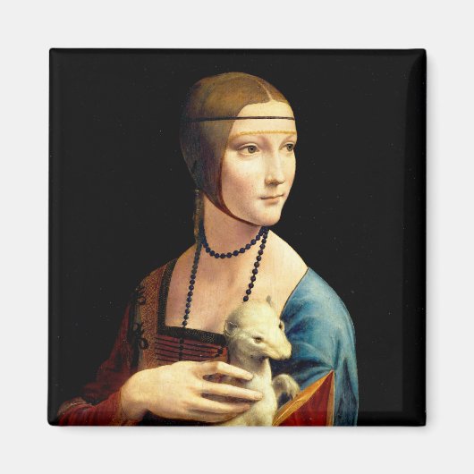 Frau mit einer Ermine von Leonardo Da Vinci Magnet (Vorne)