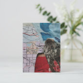 Frau mit einer Handtasche als Kopf Surrealer Colla Postkarte (Stehend Vorderseite)