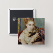 Frau mit einer Katze durch Pierre-Auguste Renoir Button (Vorne & Hinten)