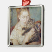 Frau mit einer Katze durch Pierre-Auguste Renoir Ornament Aus Metall (Links)