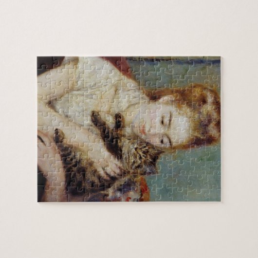 Frau mit einer Katze durch Pierre-Auguste Renoir Puzzle (Horizontal)