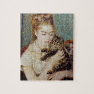 Frau mit einer Katze durch Pierre-Auguste Renoir Puzzle