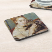 Frau mit einer Katze durch Pierre-Auguste Renoir Untersetzer (Linke Seite)
