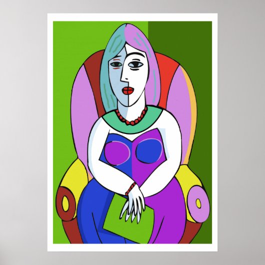 Frau mit einer Tablette Poster (Vorne)