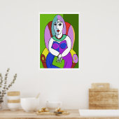 Frau mit einer Tablette Poster (Küche)